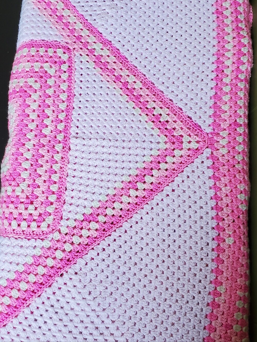 Pink and White Crochet Blanket